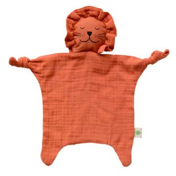 Doudou Gaze de Coton 100% bio, lion en Matière organique, aPunt, Livraison Gratuite
