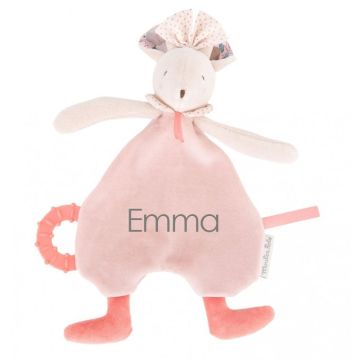 Doudou à personnaliser Souris, Idée cadeau Naissance Fille, Moulin Roty
