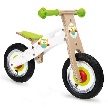 Draisienne Hibou en bois, vélo sans pédale blanc et vert, Scratch Europe