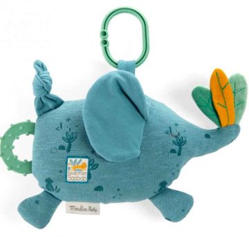 Peluche Activités Moulin Roty Eléphant avec prénom, Cadeau Naissance Garçon