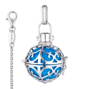Pendentif Engelsrufer avec Chaînette, Idée Cadeau Maman avec signification, bleu turquoise taille M