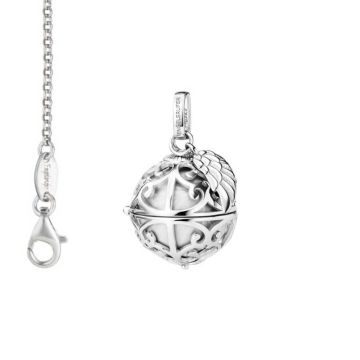 Coller et Boule Engelsrufer avec plume et Chaînette, Idée Cadeau Maman avec signification, blanc taille S