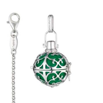 Pendentif Engelsrufer avec Chaînette, Idée Cadeau Maman avec signification, vert taille S