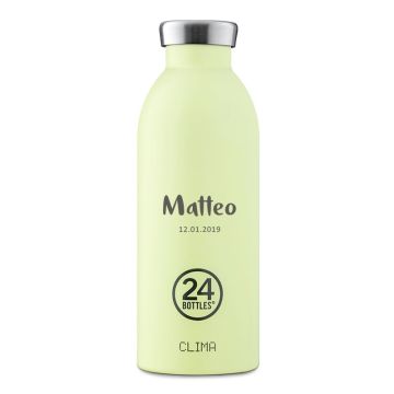 Bouteille 0,5L isolante (chaud ou froid) à personnaliser, cadeau Bébé Garçon à graver, 24 Bottles CLIMA 500ml Pistachio Green