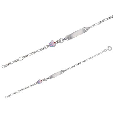 Gourmette argent 925 rhodié pour fille, Benjamin et Suzette, motif en émail Gateau