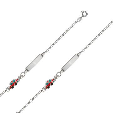 Gourmette argent 925 rhodié pour garçon, Benjamin et Suzette, motif voiture en émail