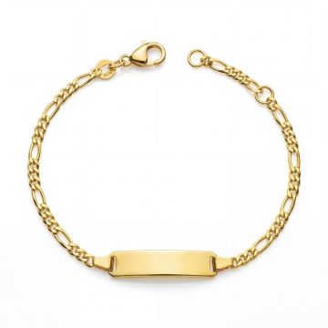 Gourmette Figaro, or jaune 9 carats, bijou naissance bébé, fermoir mousqueton