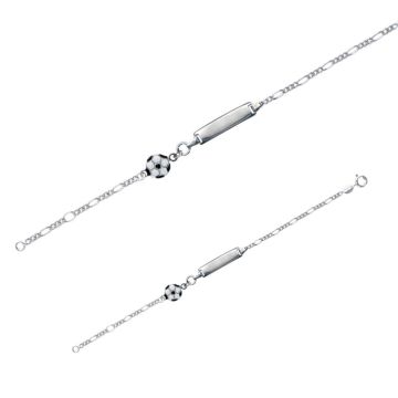 Gourmette Foot argent 925 rhodié pour garçon, Benjamin et Suzette, ballon de foot en émail