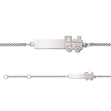 Gourmette Petit Train Or Blanc 750, Bracelet Identité Bébé Garçon, 14cm, Livraison Gratuite Suisse