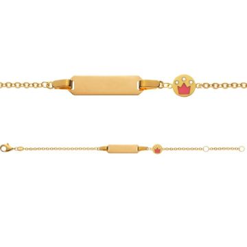 Gourmette  bébé or jaune 375, 14cm avec couronne émaillée, Livraison Gratuite Suisse