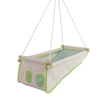 Hamac balançoire Bébé Coton Bio écru anis, Cadeau Nouveau Né, Zebul' Hamac, Livraison Gratuite