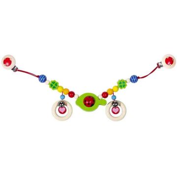 Chaîne de poussette Heimess, en bois avec clips, Cadeau à personnaliser, Coccinelle