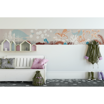 Papier Peint Bébé et Enfant livré avec son Histoire, Idée Déco Chambre Enfant, Mikki la Sardine, Storypapers Livraison Gratuite