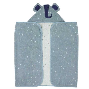 Serviette XXL à capuche, Prénom Bébé, Trixie Baby, 100% coton éponge biologique, 70 x 130 cm, Elephant