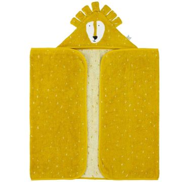 Grande Serviette de bain à capuche, Prénom Bébé, Trixie Baby, 100% coton bio, 70 x 130 cm, Lion