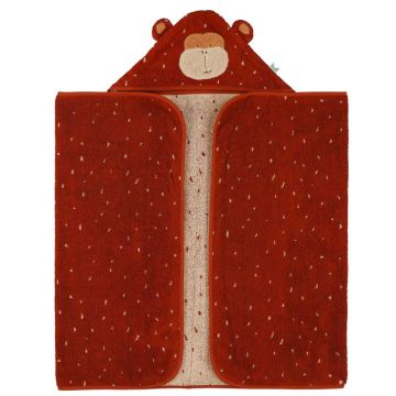 Grande Serviette à capuche avec prénom Bébé, Trixie Baby, 100% coton éponge biologique, 70 x 130 cm, Singe