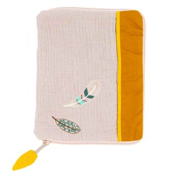 Protège carnet de santé Bébé Idée Petit Cadeau Naissance, beige et jaune Moulin Roty
