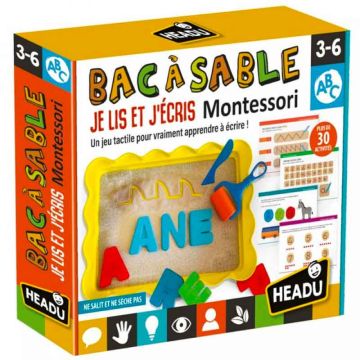 Jeu Montessori apprendre à écrire, Bac à Sable je Lis et j'écris, 3-6 ans, Headu