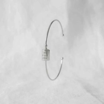 Bracelet Jonc Mon Petit Poids argenté rhodié, Idée Cadeau Femme à personnaliser, Livraison Gratuite