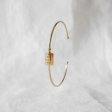 Bracelet Jonc Mon Petit Poids, plaqué or jaune 16 caracts, Idée Cadeau Femme à personnaliser, Livraison Gratuite