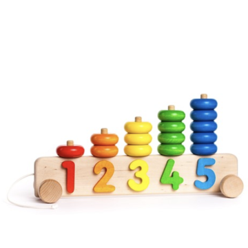Jouet Eveil à trainer pour Bébé, Jeu en Bois Empilable, Couleurs et Chiffres, dès 2 ans, Bajo
