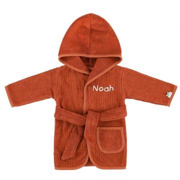 Peignoir Coton Biologique Trixie Baby, à personnaliser avec Prénom Enfant, Hush Rust, Couleur Terracotta
