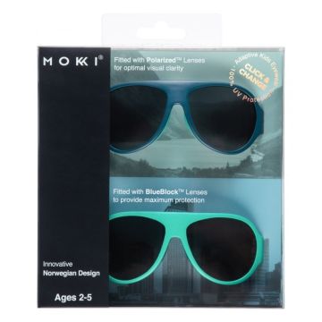 Lunettes Mokki Enfant 2-5-ans système Click & Change, 100% sans BPA, bleu