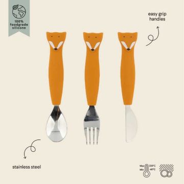Couverts Renard 3 pièces en silicone, Trixie Baby