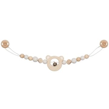 Chaîne de poussette Goki, en bois avec clips, Ourson à personnaliser avec Prénom Bébé