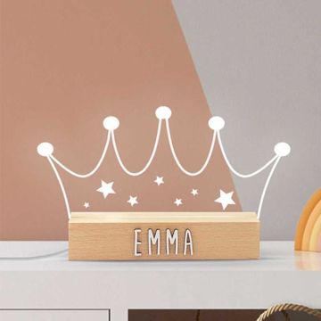 Lampe personnalisable Bébé et Enfant, Lampe Couronne avec prénom
