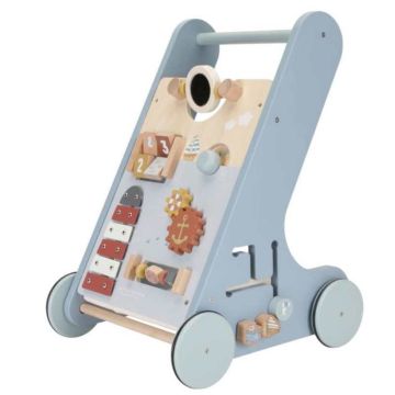 Trotteur Little Dutch bleu, Jouet en bois aide à la marche avec activités, Livraison gratuite