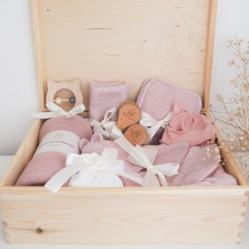 Grand Coffret Naissance Bébé, 10 pieces, Maylily rose