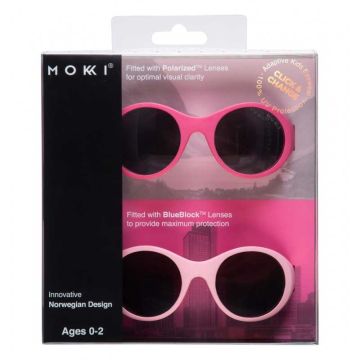 Lunettes Mokki, Bébé Enfant 0-2 ans, système Click & Change, 100% sans BPA, rose