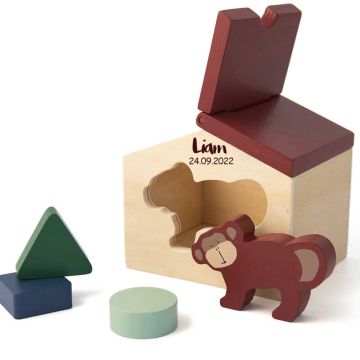 Maison Trixie Baby Jouet en Bois Singe, Cadeau Jouet personnalisé