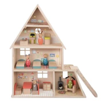 Maison de poupée ave accessoires, Moulin Roty, Cadeau Jouet Bois 3 ans et plus