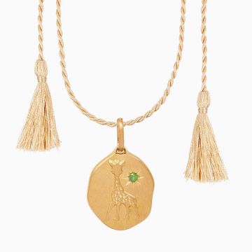Pierre de naissance MAI, émeraude, médaille Sophie la Girafe, cadeau naissance ou baptême