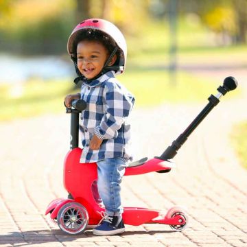 Trottinette Micro Mini2go Deluxe Plus rouge, avec espace pour ranger ses affaires, Livraison Gratuite, Boutique en Suisse