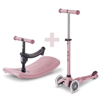 Mini Micro Deluxe Rock & Go LED, trottinette évolutive à bascule, rose