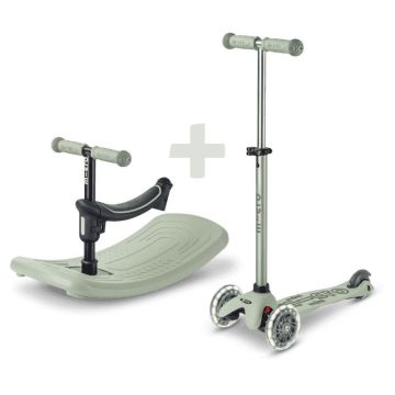 Mini Micro Deluxe Rock & Go LED, trottinette évolutive à bascule, vert
