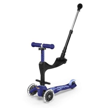 Trottinette Micro 3 en 1 Deluxe Plus LED avec barre Push, Enfant 1 à 5 ans bleu, Livraison Gratuite, Boutique Suisse