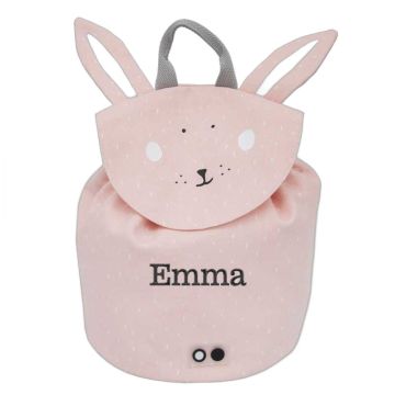 Sac à dos Mini Trixie, Cadeau personnalisé avec prénom enfant brodé, Lapin rose