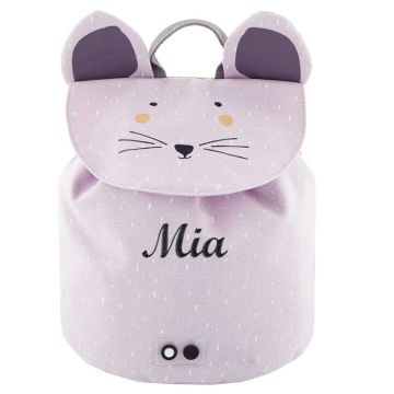 Sac à dos Mini Trixie, Cadeau personnalisé avec prénom enfant brodé, Souris