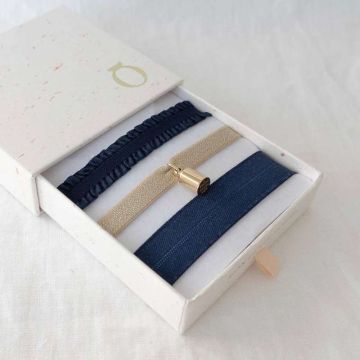 Bracelet personnalisé Mon Petit Poids, Coffret 3 rubans bleus, Bijou bébé, enfant, maman, grand maman, plaqué or jaune 18 carats