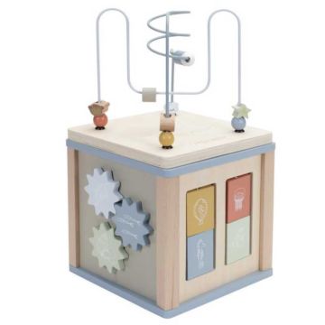 Cube d'éveil en bois Little Dutch, Activités bébé dès 12 mois, bleu océan