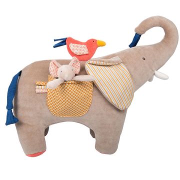 Eléphant d'activités Les Papoum Peluche Moulin Roty