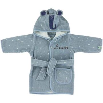 Peignoir Trixie Baby Eléphant à personnaliser avec Prénom Enfant, Taille 1-2 ans