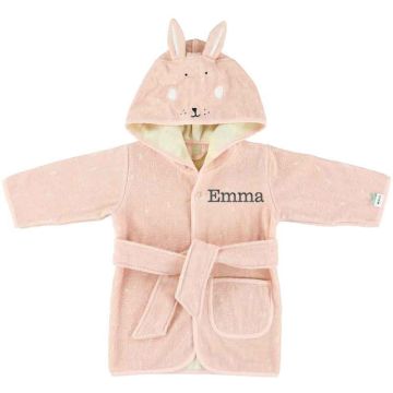 Peignoir Trixie Baby Lapin rose à personnaliser avec Prénom Enfant, Taille 1-2 ans