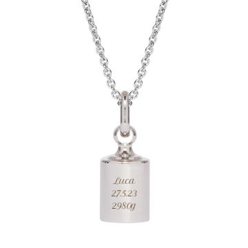 Pendentif Mon Petit Poids et chaînette 45cm, Bijou Naissance personnalisé, Bébé, Maman ou Grand Maman, plaqué argenté rhodié