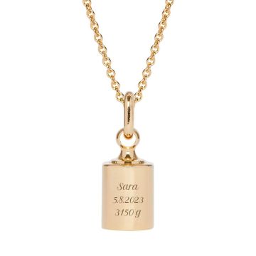 Pendentif Mon Petit Poids et chaînette 45cm, Bijou Naissance personnalisé, Bébé, Maman ou Grand Maman, plaqué or 18 carats