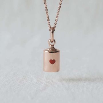 Pendentif plaqué or rose avec coeur rouge, Mon Petit Poids, bijou à personnaliser, avec ou sans chaînette